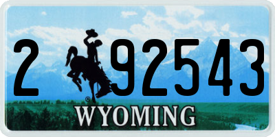 WY license plate 292543