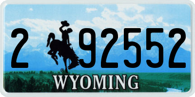 WY license plate 292552