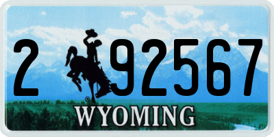 WY license plate 292567