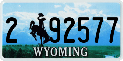 WY license plate 292577