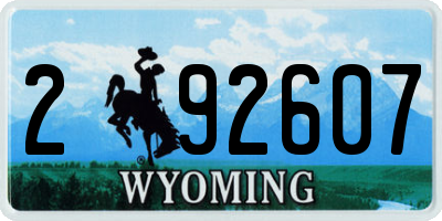 WY license plate 292607