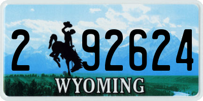 WY license plate 292624