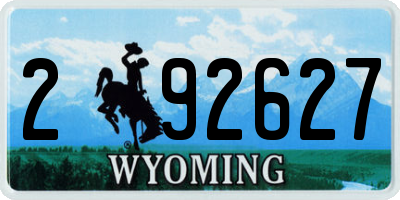 WY license plate 292627