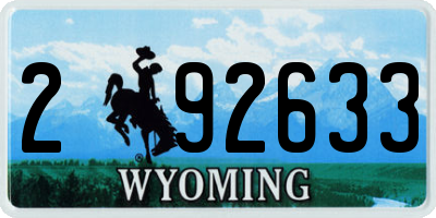 WY license plate 292633