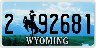 WY license plate 292681