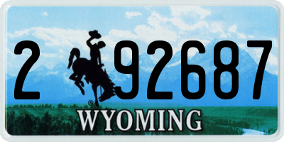 WY license plate 292687