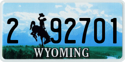 WY license plate 292701