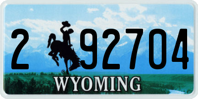 WY license plate 292704