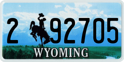 WY license plate 292705