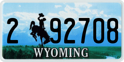 WY license plate 292708