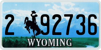 WY license plate 292736