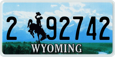 WY license plate 292742