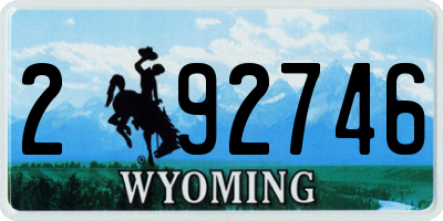 WY license plate 292746