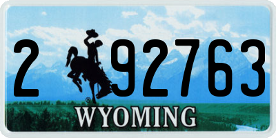 WY license plate 292763