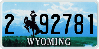 WY license plate 292781