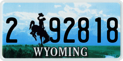 WY license plate 292818