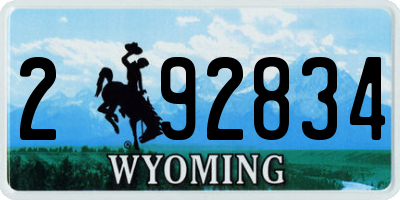 WY license plate 292834