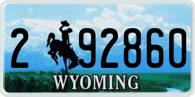 WY license plate 292860