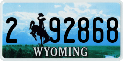 WY license plate 292868