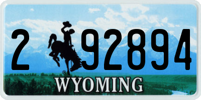 WY license plate 292894