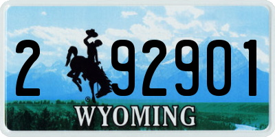 WY license plate 292901