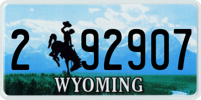 WY license plate 292907