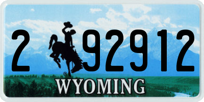 WY license plate 292912