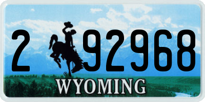 WY license plate 292968