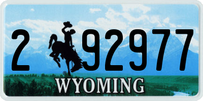 WY license plate 292977