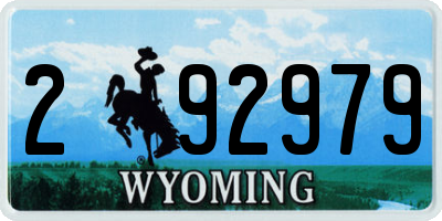 WY license plate 292979