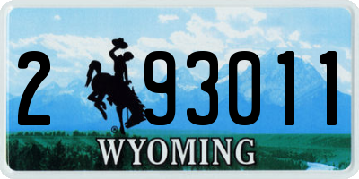 WY license plate 293011