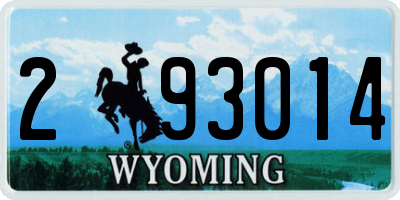 WY license plate 293014