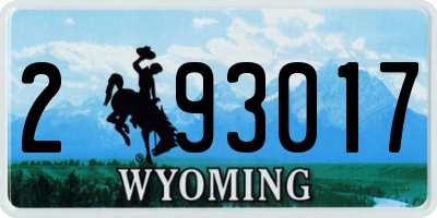 WY license plate 293017