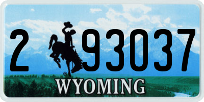 WY license plate 293037