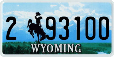 WY license plate 293100