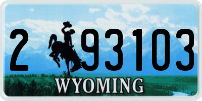 WY license plate 293103