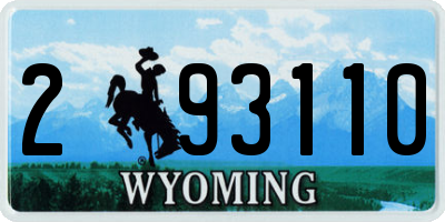 WY license plate 293110