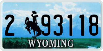 WY license plate 293118