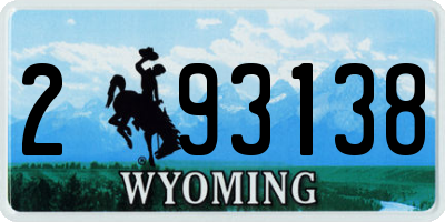 WY license plate 293138