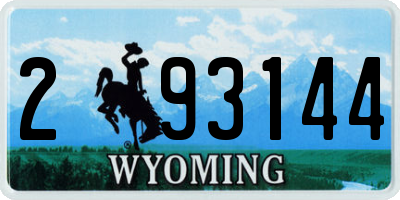 WY license plate 293144