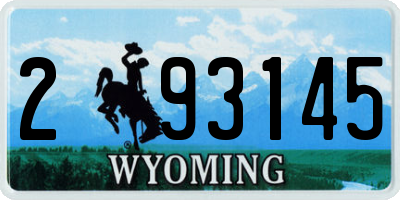 WY license plate 293145