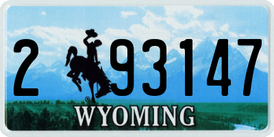 WY license plate 293147