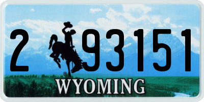 WY license plate 293151