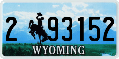 WY license plate 293152