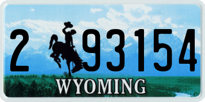 WY license plate 293154