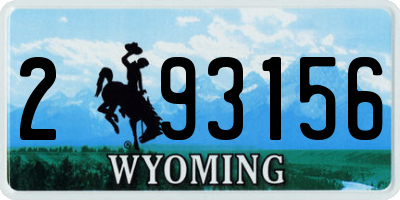 WY license plate 293156