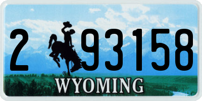 WY license plate 293158