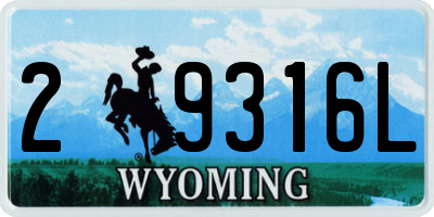 WY license plate 29316L