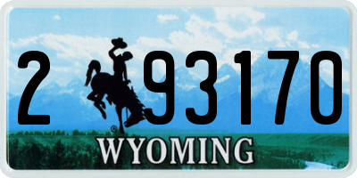 WY license plate 293170