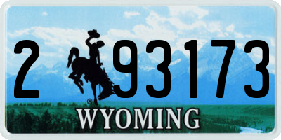 WY license plate 293173